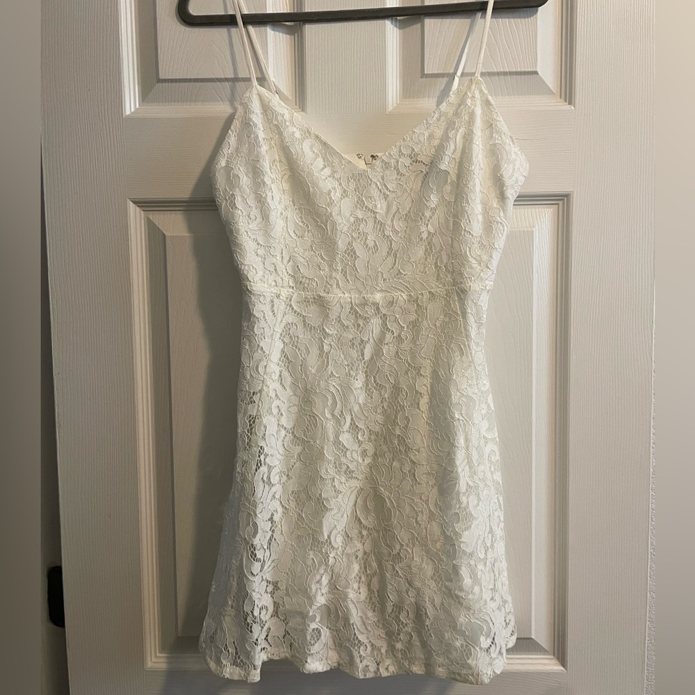 Elegant White Lace Dress by Lulus brand